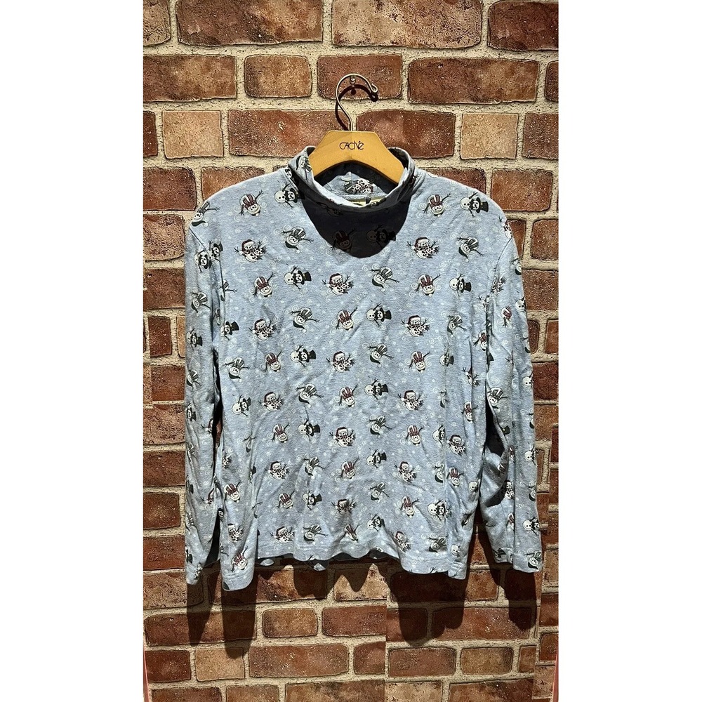 Authentic St.JohnsBay‎ Men's Size M 100% Cotton Long Slv Mock Neck Snowman X-Mas